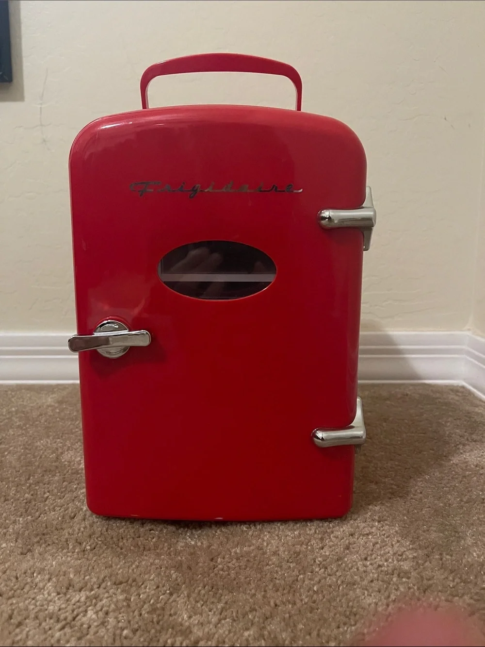 Red Mini Retro Cooler - Portable Home Kitchen Accessory With Cord